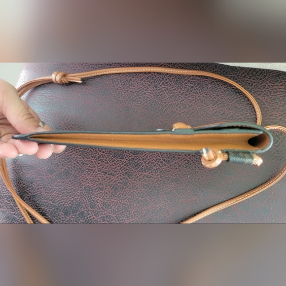 CELINE PHONE POUCH WITH FLAP IN TRIOMPHE CANVAS AND TAN LAMBSKIN - Picture 8 of 12